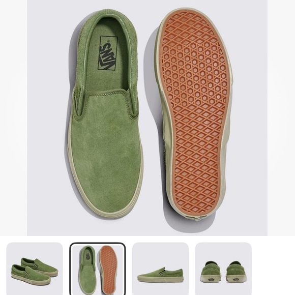Vans Unisex Elm Green Suede Slip Ons Like New - Picture 2 of 14